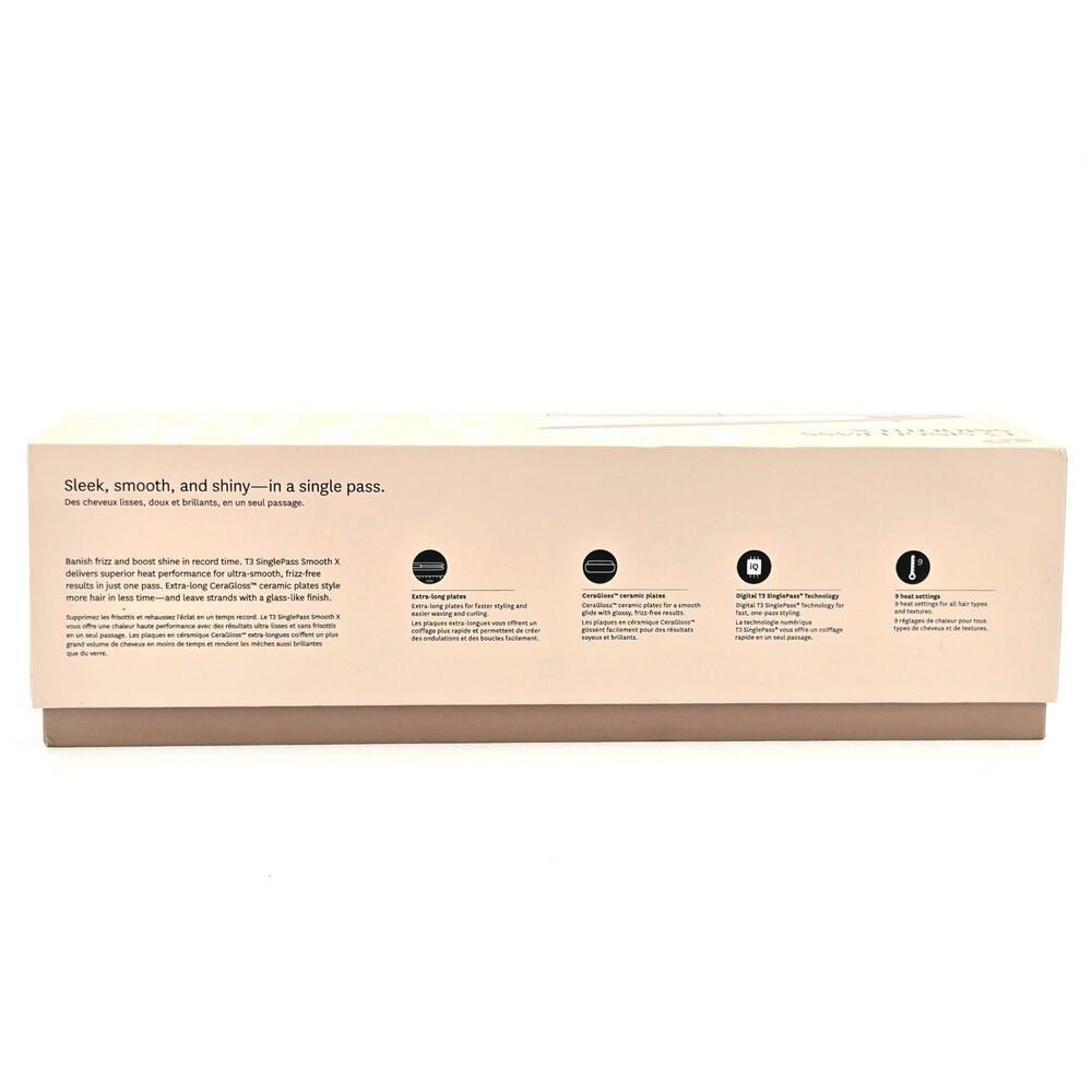 T3 SINGLEPASS SMOOTH X Professional Flat Iron with Extra-long Plates Pink New - Picture 9 of 12